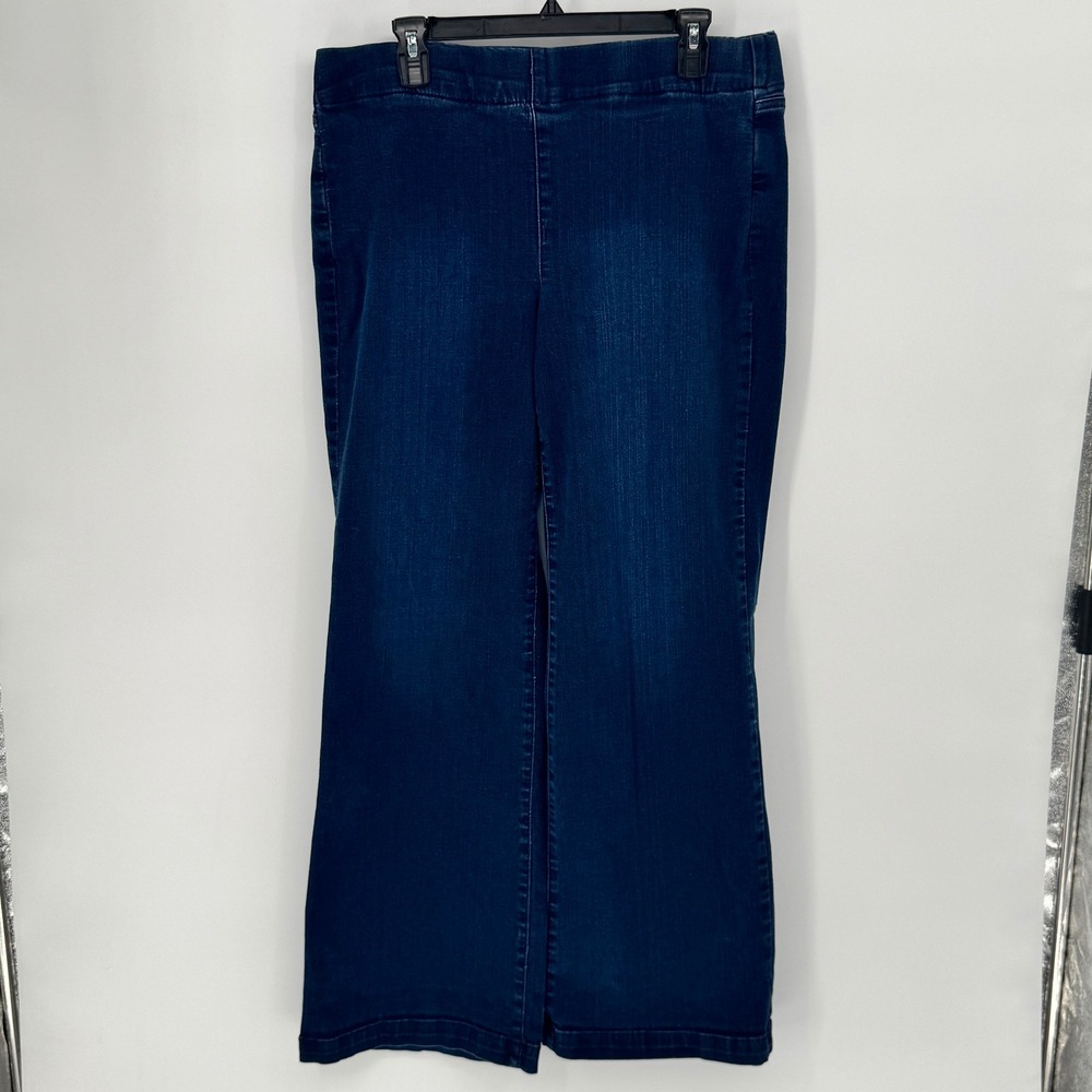 NYDJ Womens Jeans Size 12 Bootcut Stretch Denim Blue Elastic Waist Dark Wash